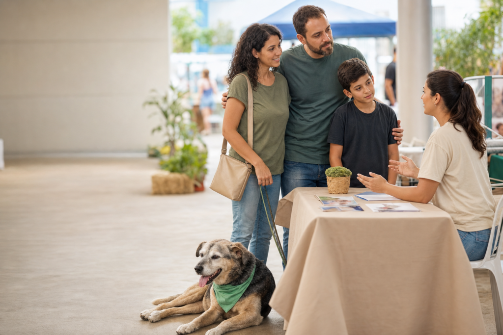 Vai visitar uma feira de adoção? Três conversas para ter antes de se apaixonar por uma foto