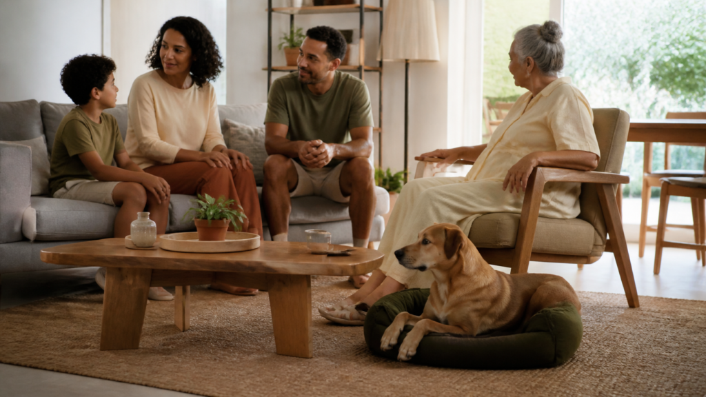Quando a casa reúne gerações: combinados simples para incluir o pet na rotina da família